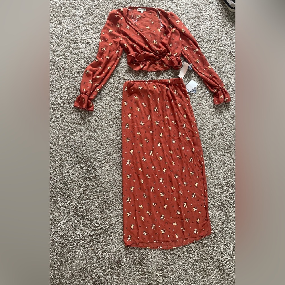 Two piece shirt and skirt set